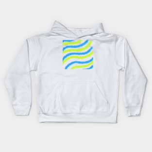 Blue green watercolor stripes art Kids Hoodie